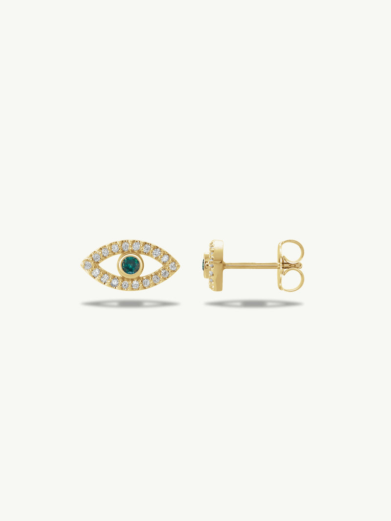 Evil Eye Stud Earrings With Alexandrite