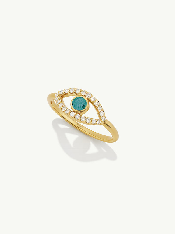 Evil Eye Ring With Aquamarine