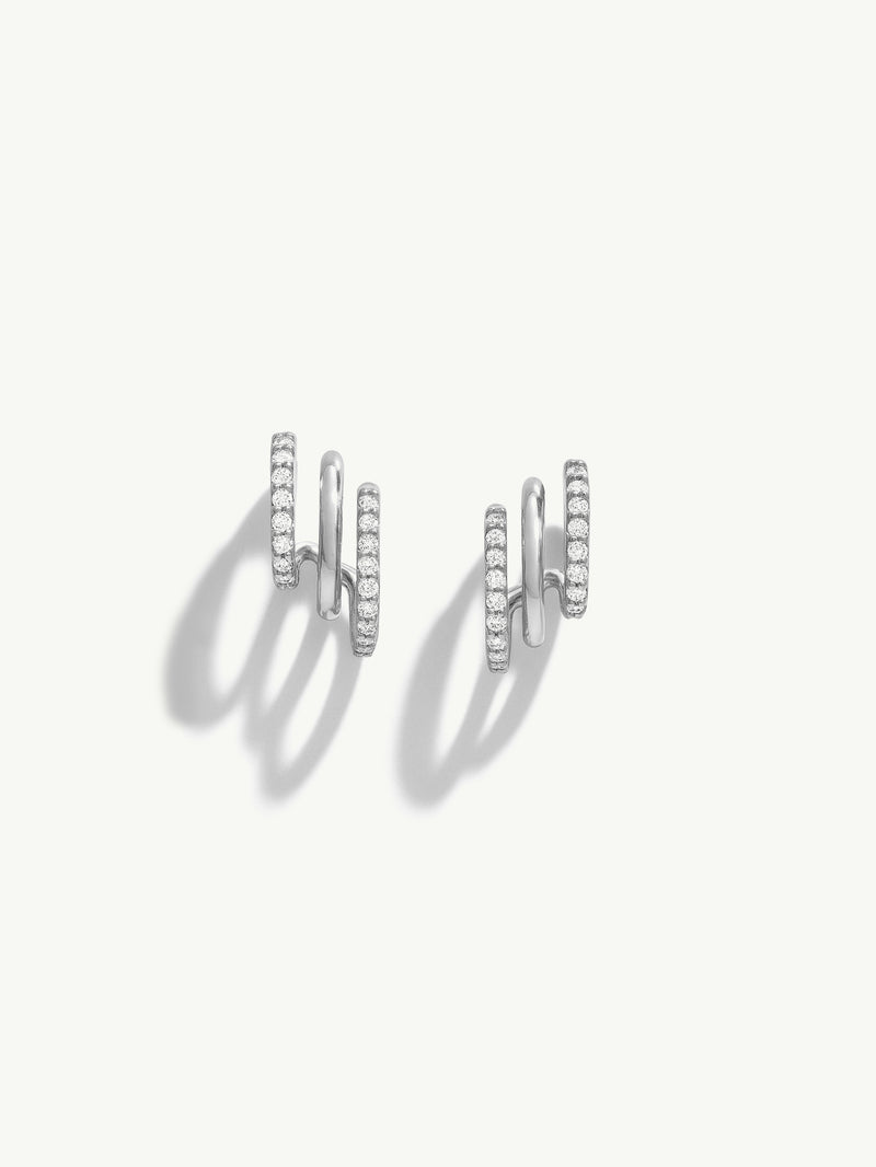Eternal by Marei Pavé Diamond Triple Row Mini Hoops, 0.33 CTW