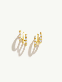 Eternal by Marei Pavé Diamond Triple Row Mini Hoops, 0.33 CTW