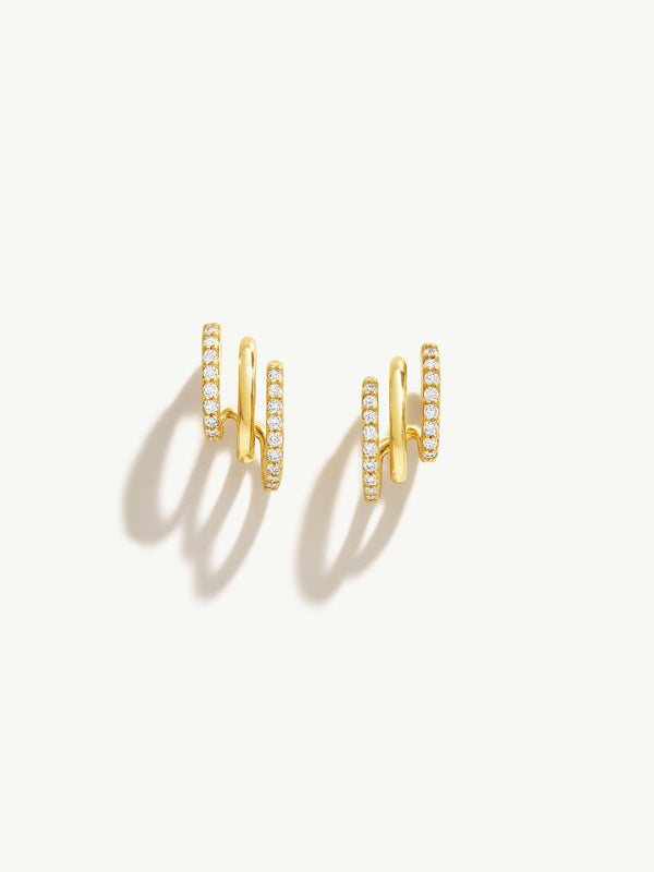 Eternal by Marei Pavé Diamond Triple Row Mini Hoops, 0.33 CTW
