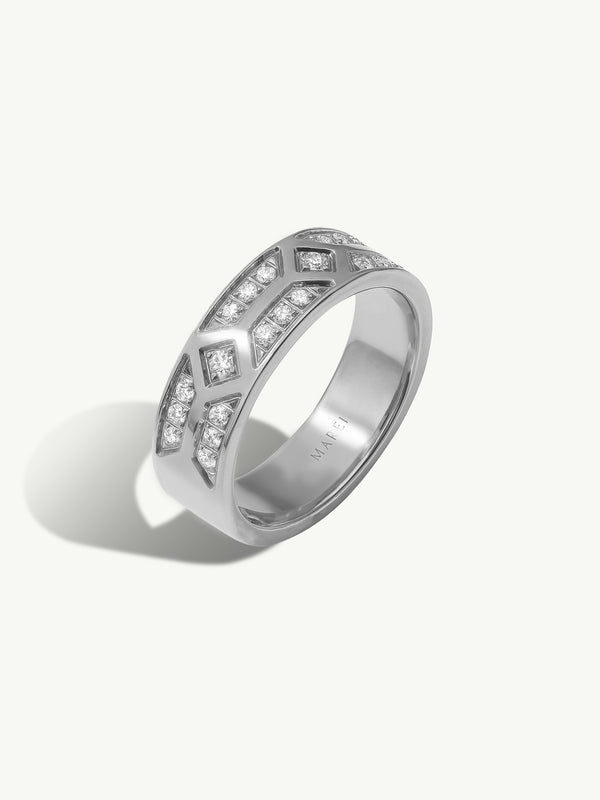 Meridian Men's Ring With White Diamonds In Platinum, 6 MM
