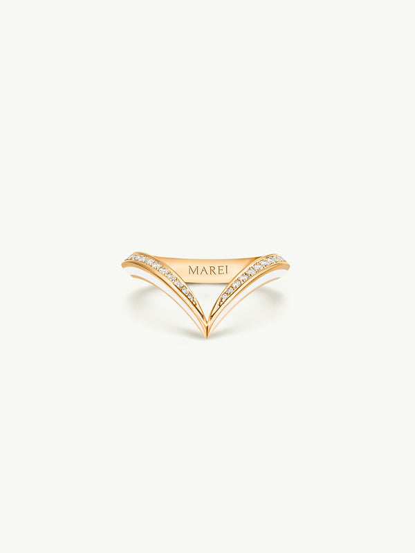 Yasmeen Band with Pavé-Set White Diamonds In 18-Karat Yellow Gold & Enamel