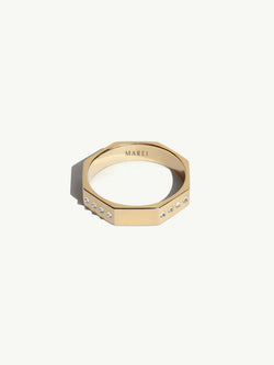 Octavian Ring with Brilliant White Diamonds in 18K Yellow Gold, 4.5mm