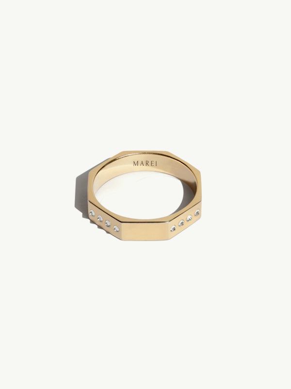 Octavian Ring with Brilliant White Diamonds in 18K Yellow Gold, 4.5mm