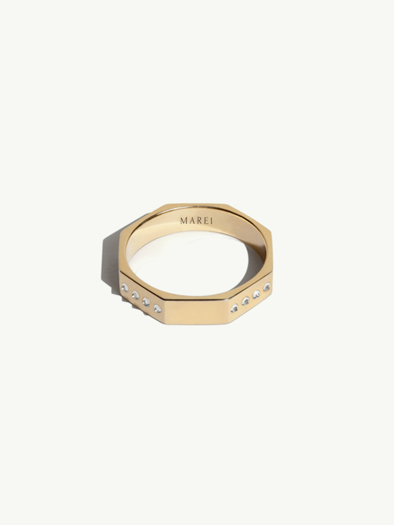 Octavian Ring with Brilliant White Diamonds in 18K Yellow Gold, 4.5mm