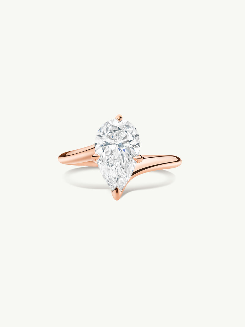 Pythia Serpentine Twist Solitaire Engagement Ring With Brilliant Pear-Cut Diamond In 18K Rose Gold