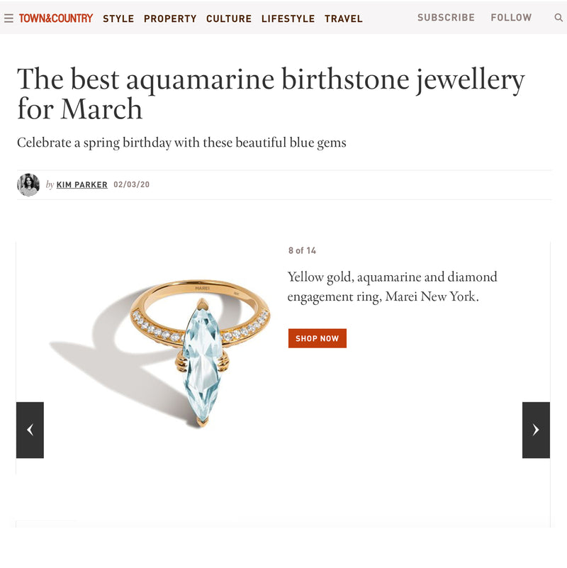 Marei Diamond Halo Marquise-Cut Blue Aquamarine Engagement Ring In 18K Yellow Gold