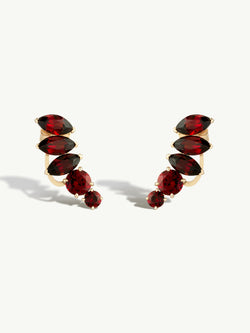 Isadora Earrings With Red Garnet Gemstones In 18K Yellow Gold