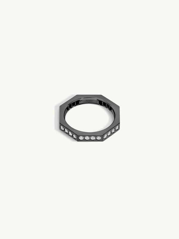 Octavian Brilliant White Diamond Eternity Ring In 18K Blackened Gold, 3mm