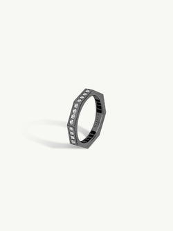 Octavian Brilliant White Diamond Eternity Ring In 18K Blackened Gold, 3mm