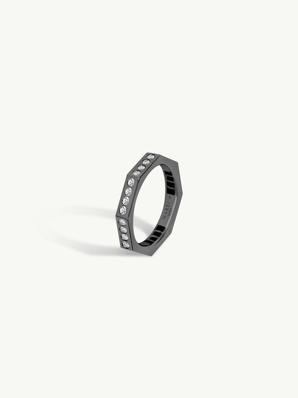 Octavian Brilliant White Diamond Eternity Ring In 18K Blackened Gold, 3mm