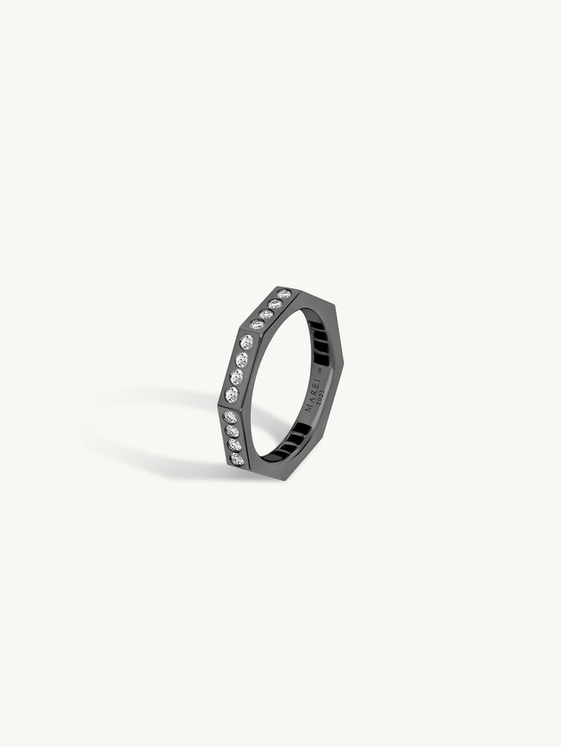 Octavian Brilliant White Diamond Eternity Ring In 18K Blackened Gold, 3mm