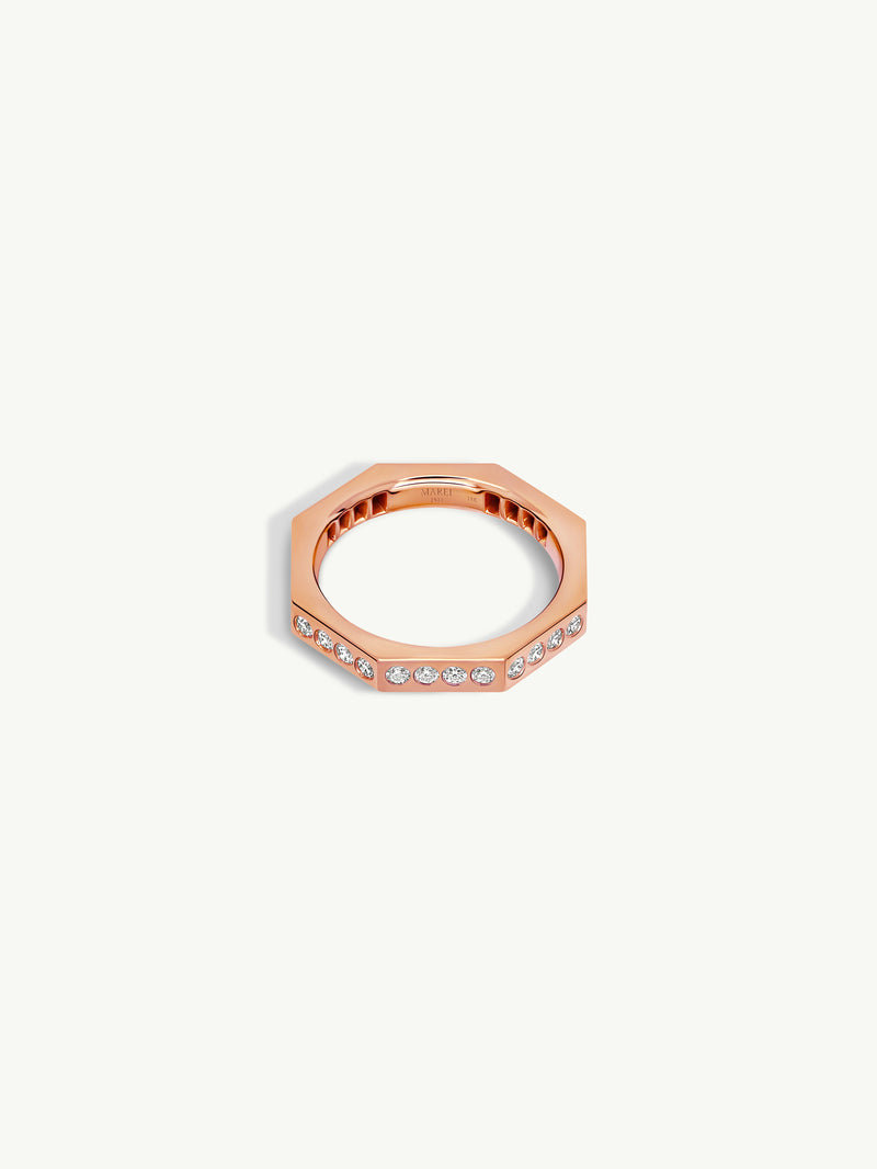 Octavian Brilliant White Diamond Eternity Ring In 18K Rose Gold, 3mm