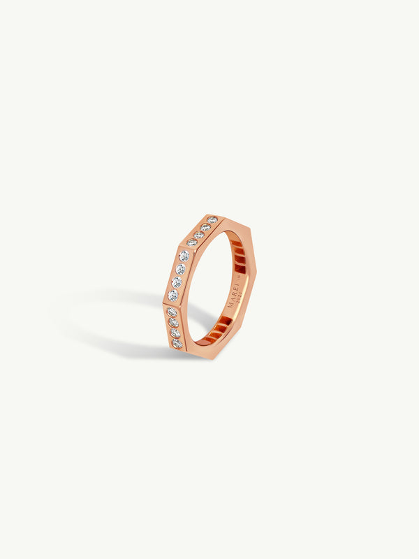 Octavian Brilliant White Diamond Eternity Ring In 18K Rose Gold, 3mm