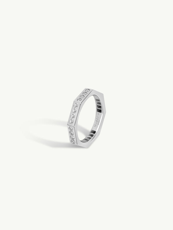 Octavian Brilliant White Diamond Eternity Ring In 18K White Gold, 3 mm
