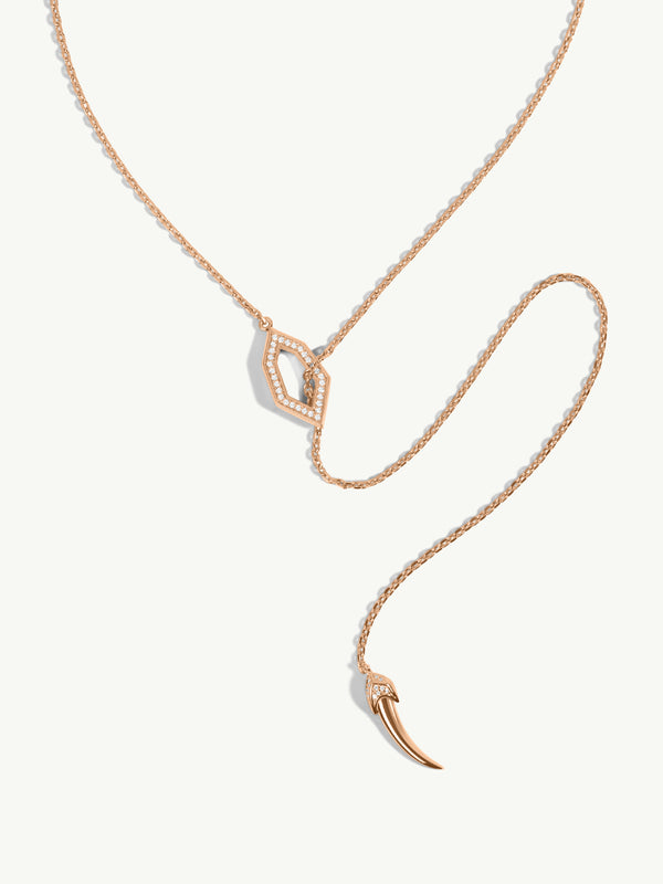 Amanti Hexagon Pendant Lariat Necklace With Brilliant Pavé-Set Diamonds In 18K Rose Gold, 30" Inches