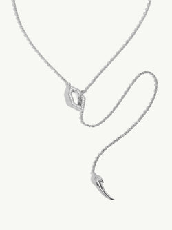 Amanti Hexagon Pendant Lariat Necklace With Pavé-Set Brilliant Diamonds In 18K White Gold, 30" Inches