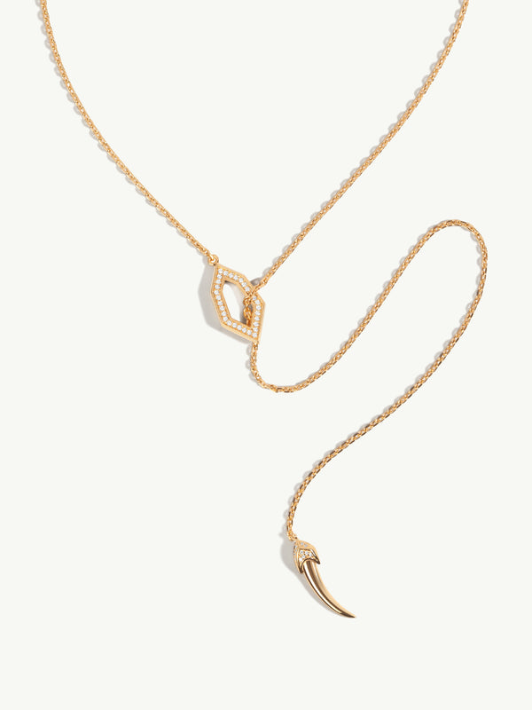 Amanti Hexagon Pendant Lariat Necklace With Pavé-Set Brilliant Diamonds In 18K Yellow Gold, 30" Inches