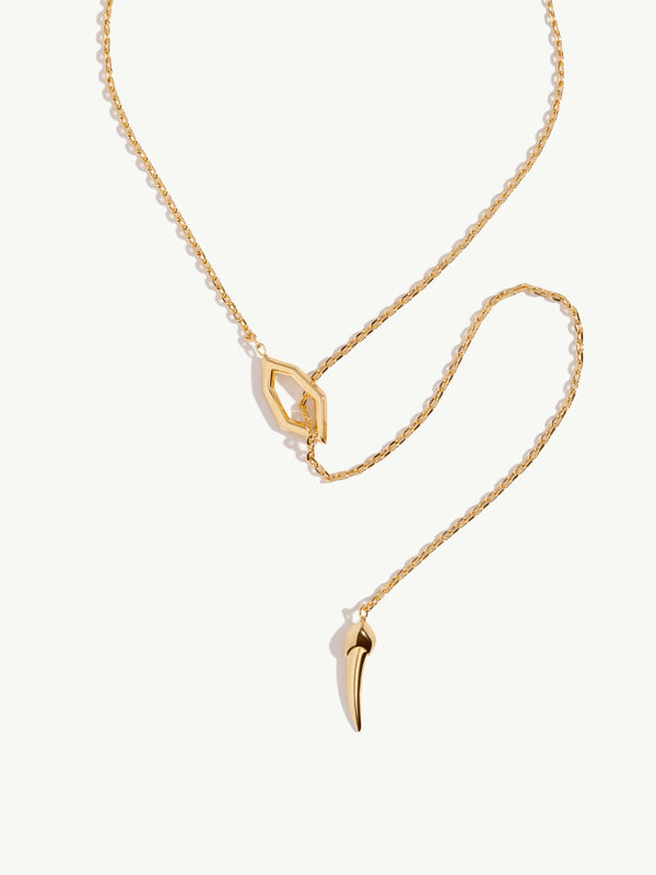 Amanti Hexagon Pendant Lariat Necklace In 18K Yellow Gold, 30" Inches
