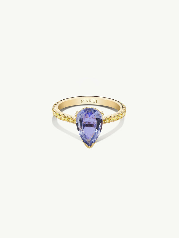 Phebe Ring With 2.46CT Purple Sapphire & Pavé-Set Yellow Diamonds In 18K Yellow Gold