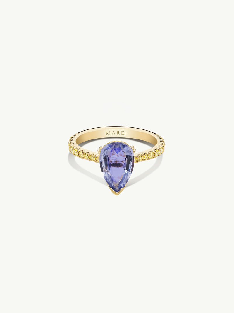 Phebe Ring With 2.46CT Purple Sapphire & Pavé-Set Yellow Diamonds In 18K Yellow Gold