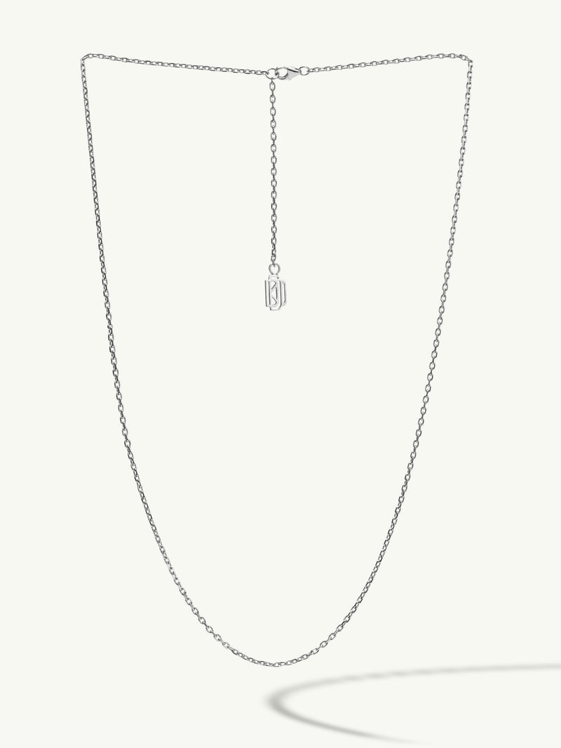 Diamond Cut Cable Chain Necklace In 18K White Gold, 1.5mm