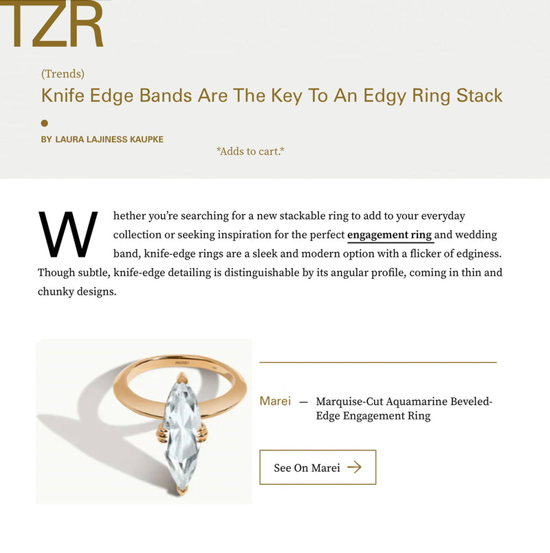 Marei Marquise-Cut White Aquamarine Beveled-Edge Engagement Ring In 18K Yellow Gold