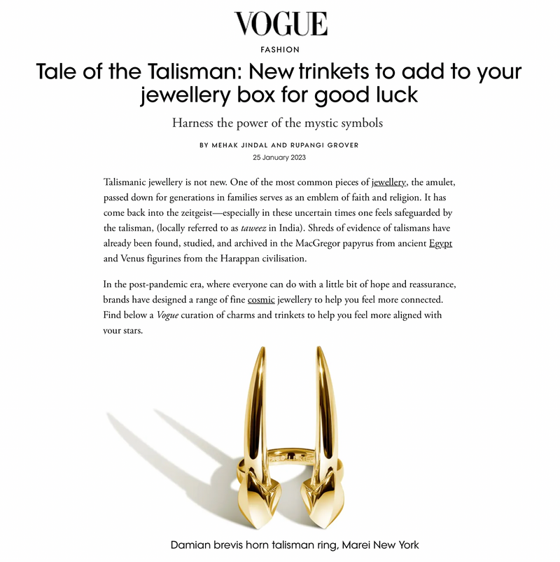 Damian Brevis Horn Talisman Ring In 18-Karat Yellow Gold