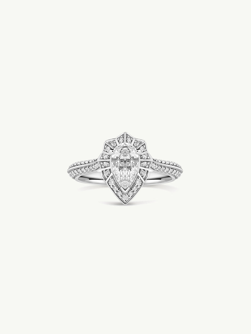 Atara Engagement Ring With Brilliant-Cut Pear-Shaped White Diamond In Platinum