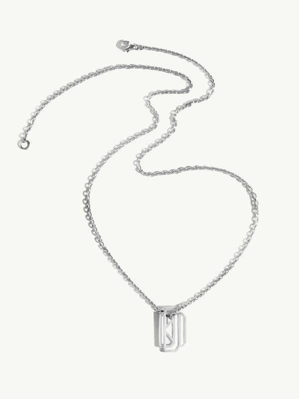 Diaboli Kill Monogram Tag Pendant In Sterling Silver