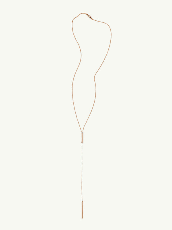 Aracelis Lariat Necklace With Brilliant-Cut Solitaire White Diamond in 18K Rose Gold