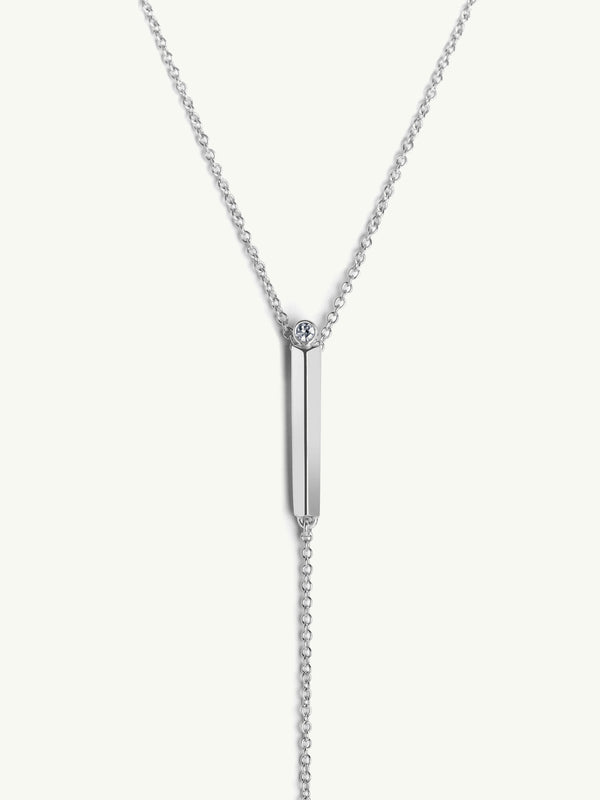 Aracelis Lariat Necklace With Brilliant-Cut Solitaire White Diamond in 18K White Gold