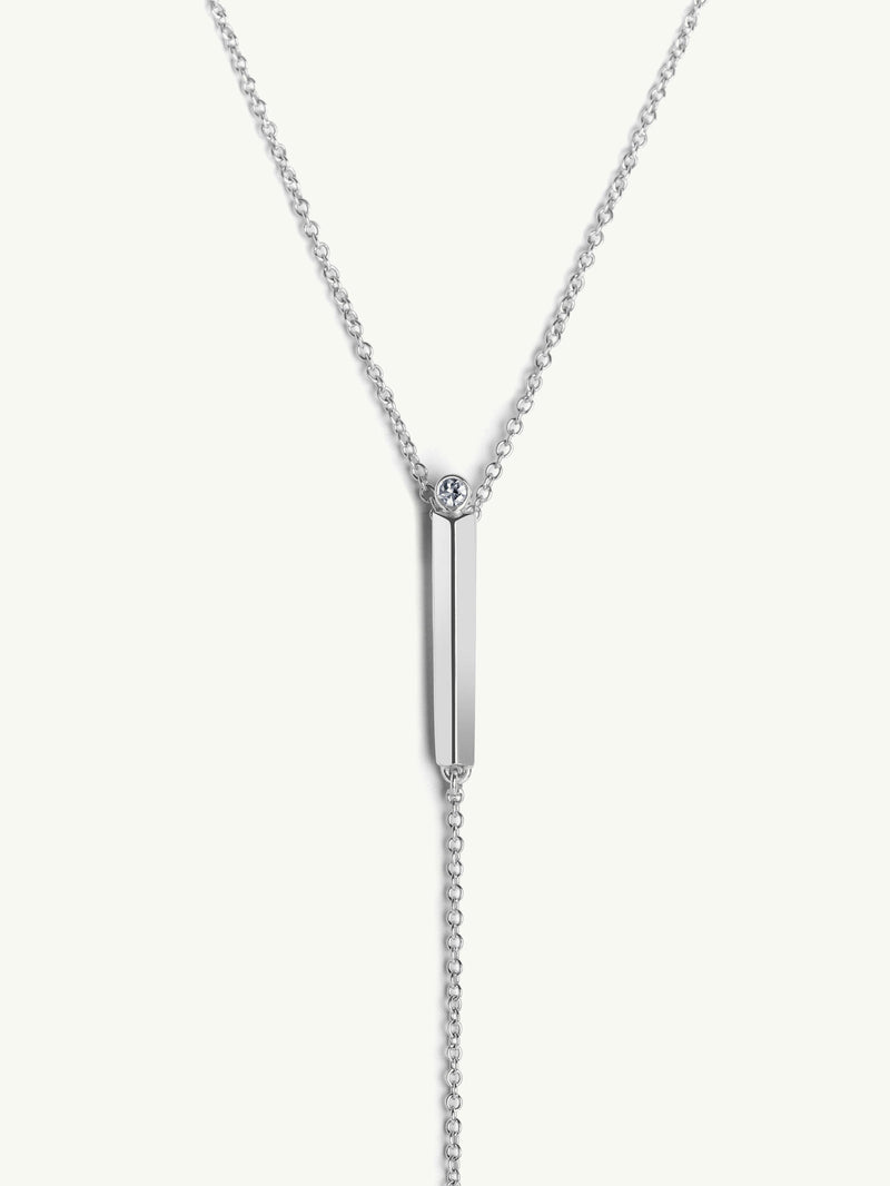 Aracelis Lariat Necklace With Brilliant-Cut Solitaire White Diamond in 18K White Gold