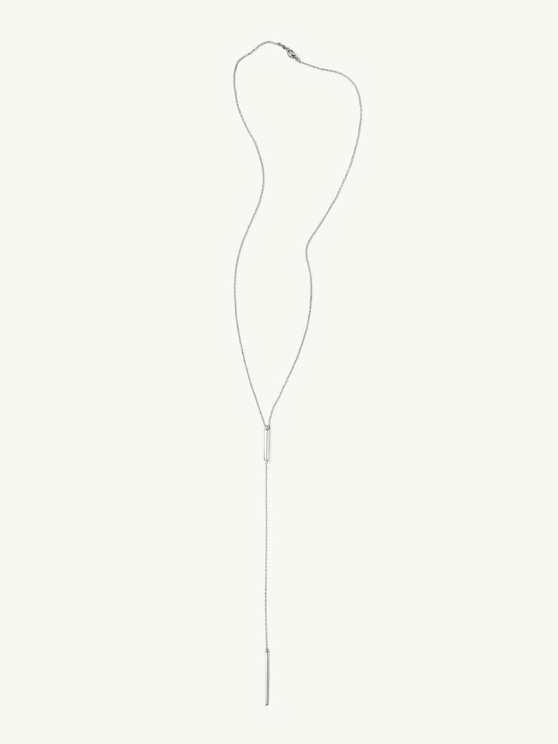 Aracelis Lariat Necklace With Brilliant-Cut Solitaire White Diamond in 18K White Gold