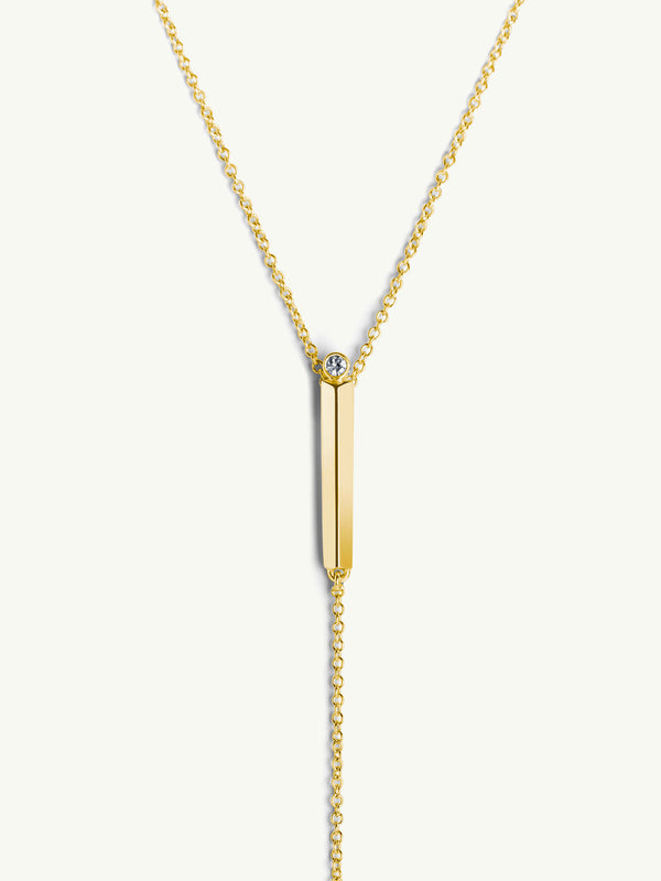 Aracelis Lariat Necklace With Brilliant-Cut Solitaire White Diamond in 18K Yellow Gold