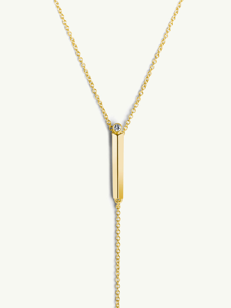 Aracelis Lariat Necklace With Brilliant-Cut Solitaire White Diamond in 18K Yellow Gold