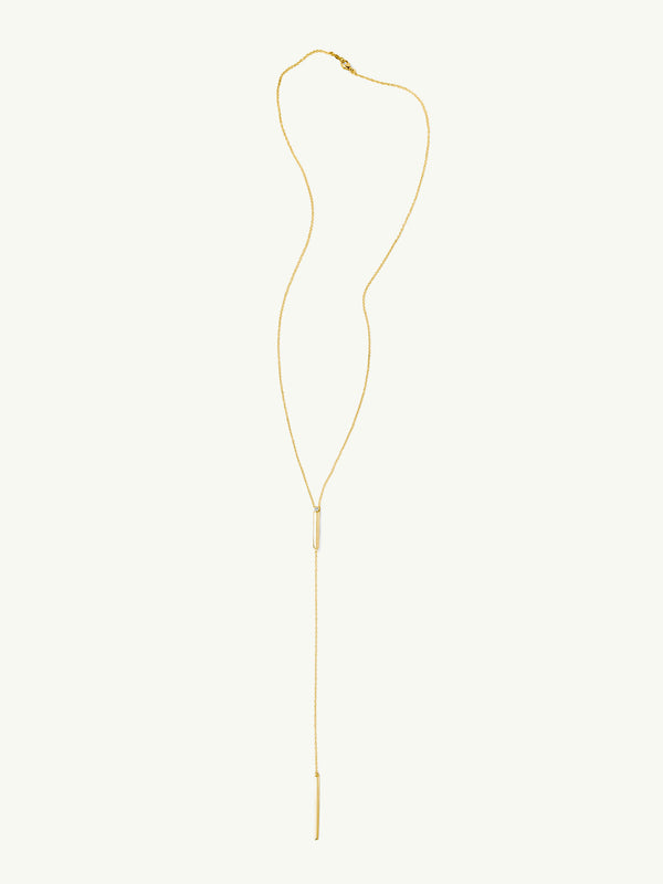 Aracelis Lariat Necklace With Brilliant-Cut Solitaire White Diamond in 18K Yellow Gold