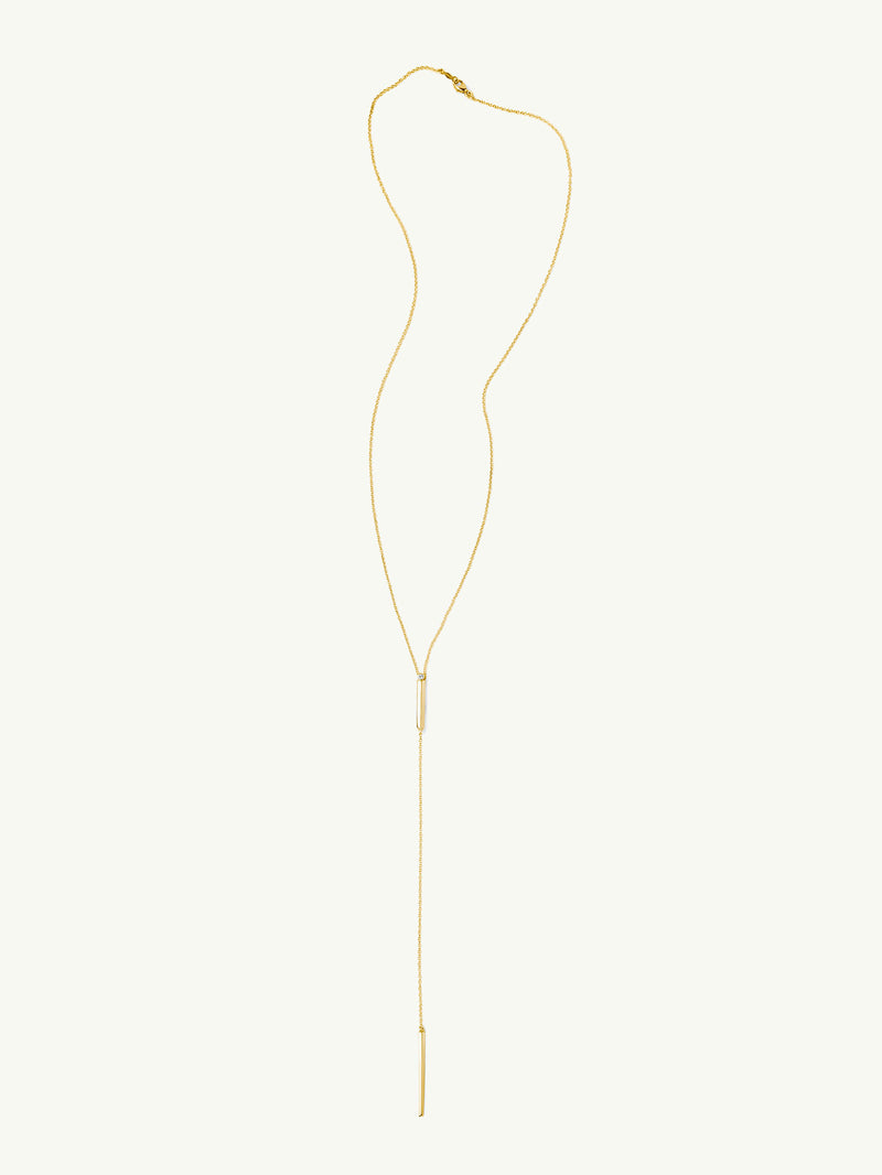 Aracelis Lariat Necklace With Brilliant-Cut Solitaire White Diamond in 18K Yellow Gold