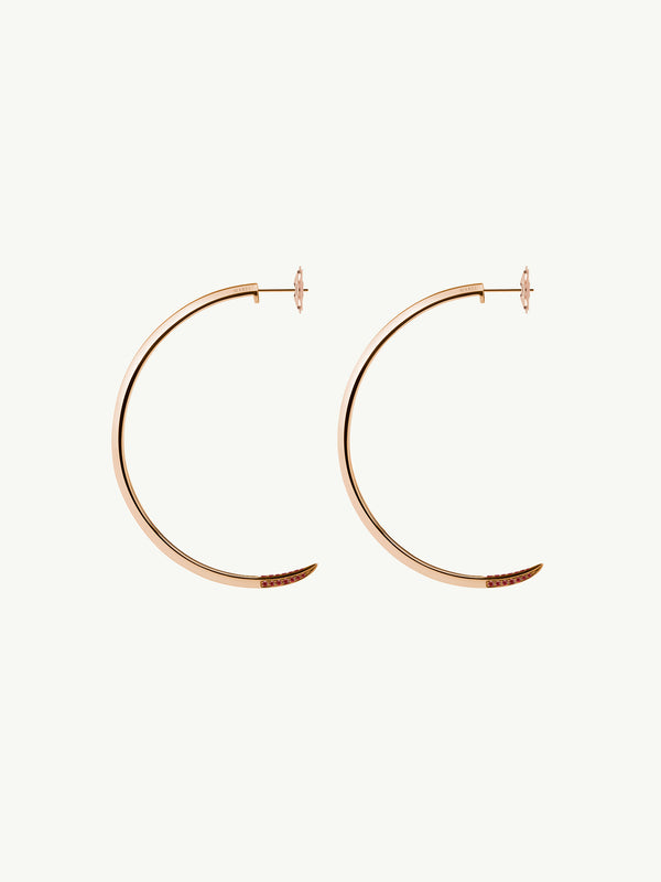 Asasara Hoop Earrings With Pavé Ruby Tips In 18K Rose Gold -1
