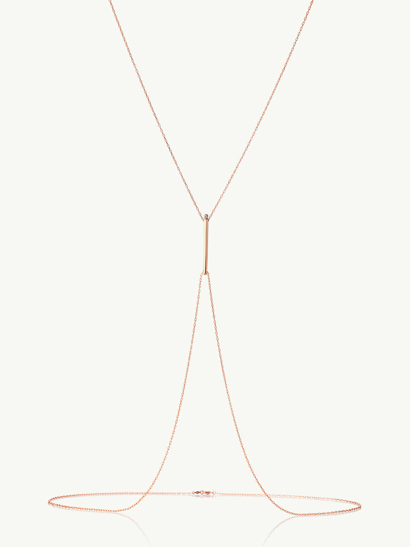 Aracelis Body Chain with Brilliant-Cut Solitaire White Diamond in 18K Rose Gold