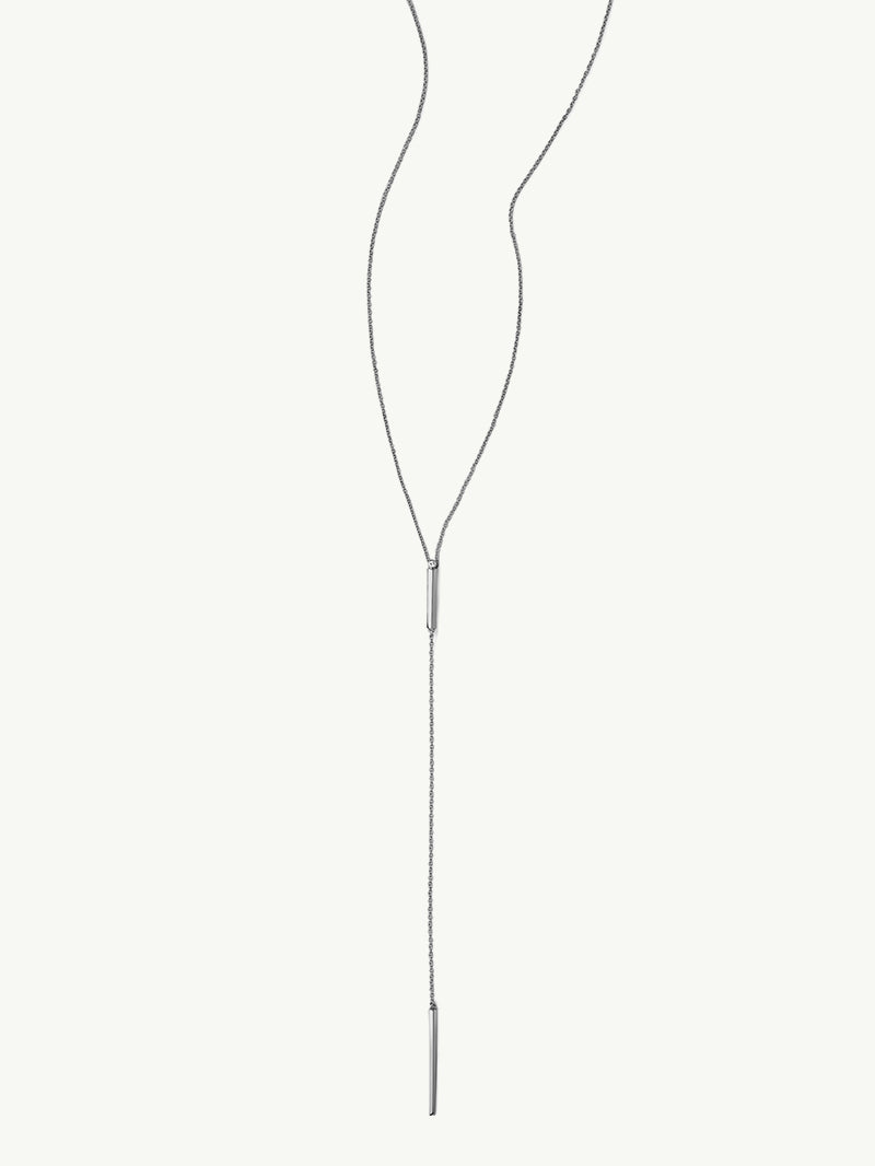 Aracelis Lariat Necklace With Brilliant-Cut Solitaire White Diamond in 18K Blackened Gold