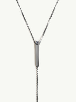 Aracelis Lariat Necklace With Brilliant-Cut Solitaire White Diamond in 18K Blackened Gold
