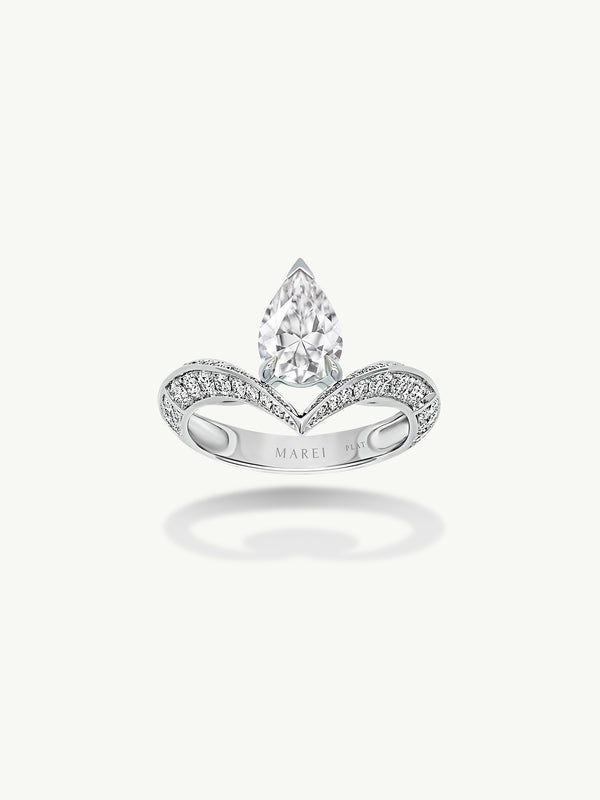 Dorian Floating Teardrop-Shaped Brilliant White Diamond Engagement Ring In Platinum