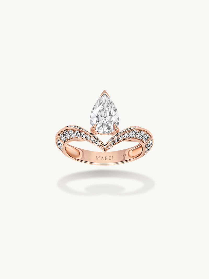 Dorian Floating Teardrop-Shaped Brilliant White Diamond Engagement Ring In 18K Rose Gold