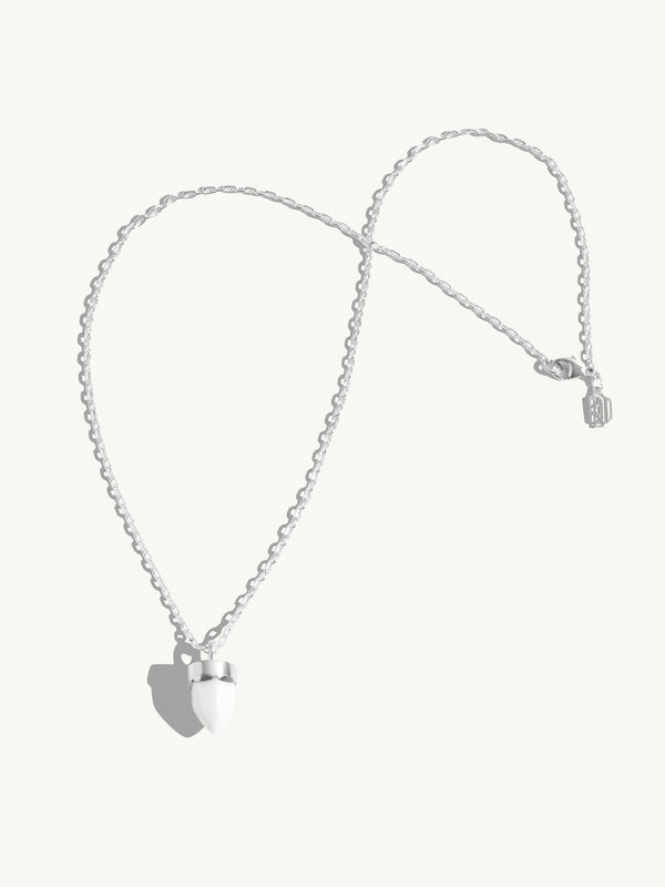 Levant Necklace White Agate Amulet in Sterling Silver