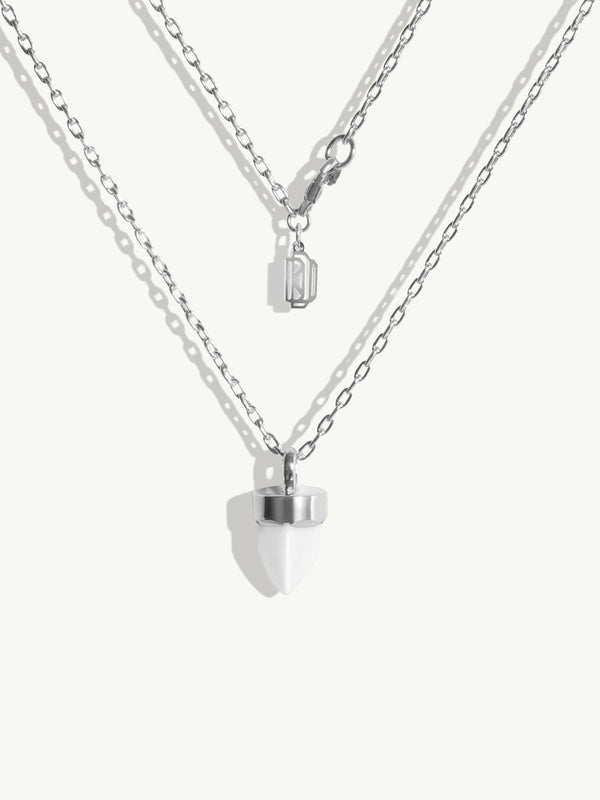 Levant Necklace White Agate Amulet in Sterling Silver