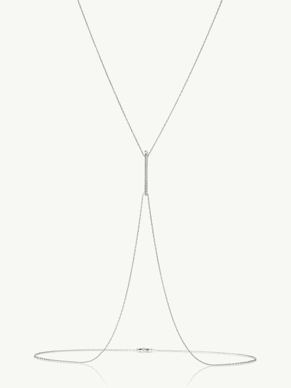 Aracelis Body Chain Necklace With Brilliant Pavé-Set Diamonds in 18K White Gold