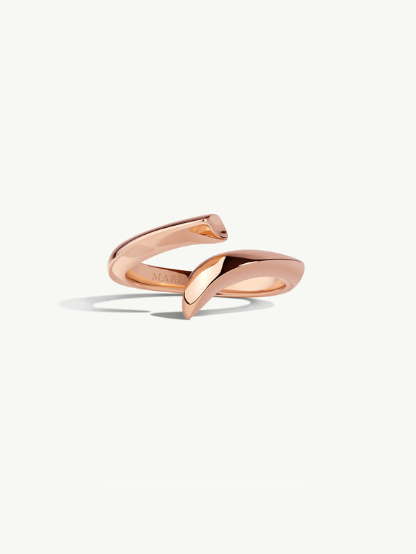 Pythia Serpentine Twist Ring In 18K Rose Gold