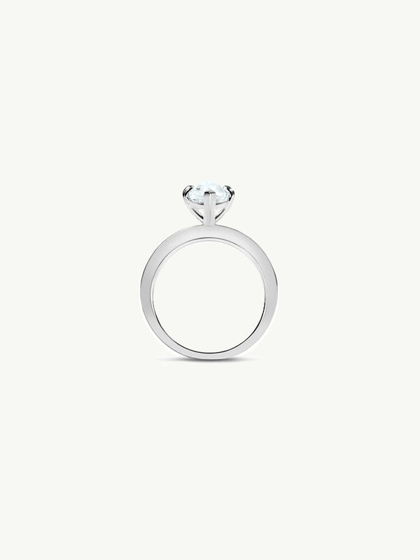 Marei Marquise-Cut White Aquamarine Beveled-Edge Engagement Ring In Platinum